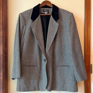 Vintage Sag Harbor Wool Blend Houndstooth Blazer Classic Old Money Size 22W